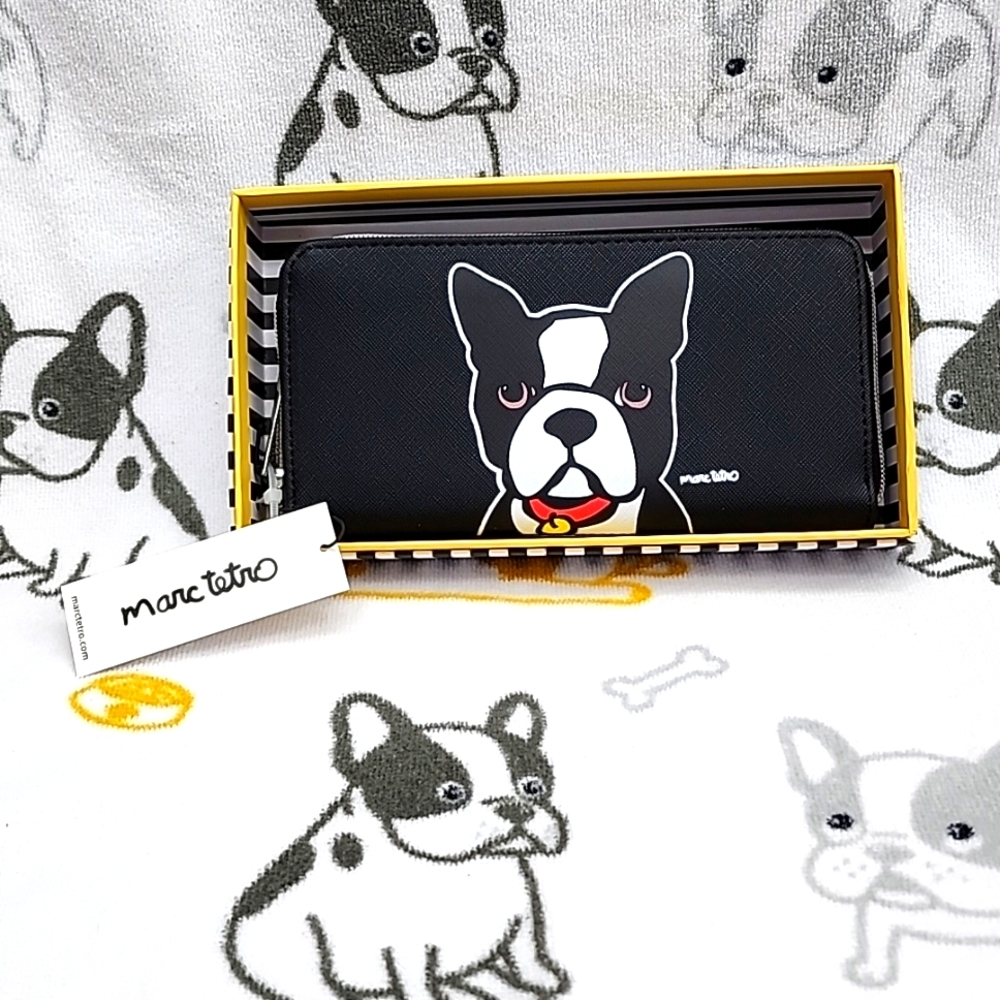 Marc Tetro NWT Frenchie French Bulldog Boston Terrier Long Wallet